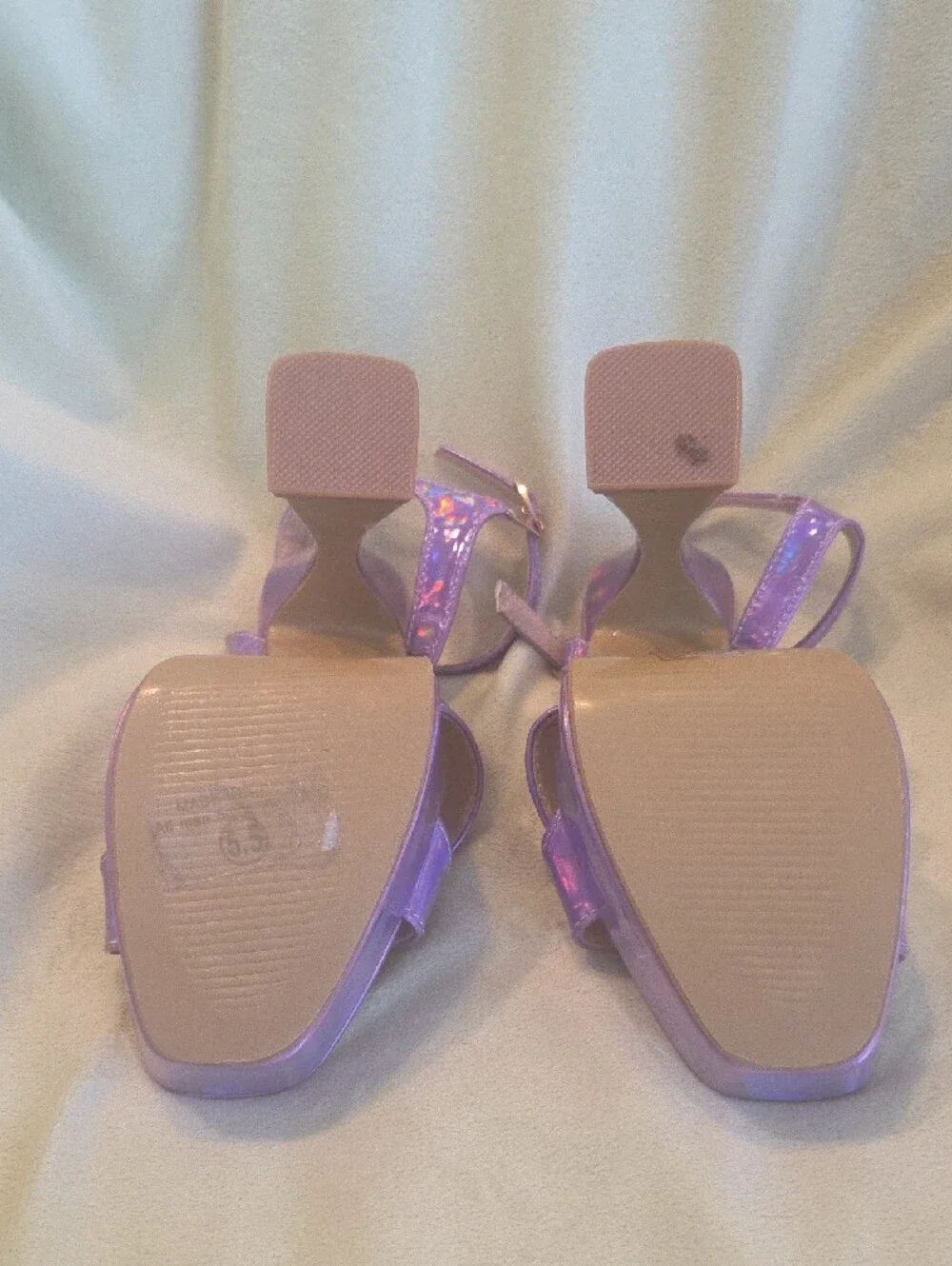 Purple Holographic Platform Ankle-Strap Heels